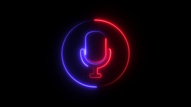 Voice recording podcast mic microphone button icon animation. Motion Loop, Dynamic Podcast Audio Record and Studio Media Background..