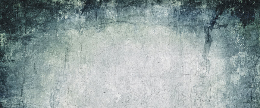 Vintage faded blue and green grunge concrete wall texture background