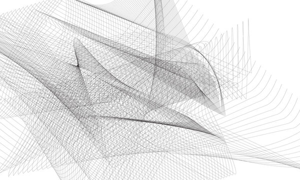 Complex Abstract Wireframe Wave Mesh with Dynamic Flowing Lines
