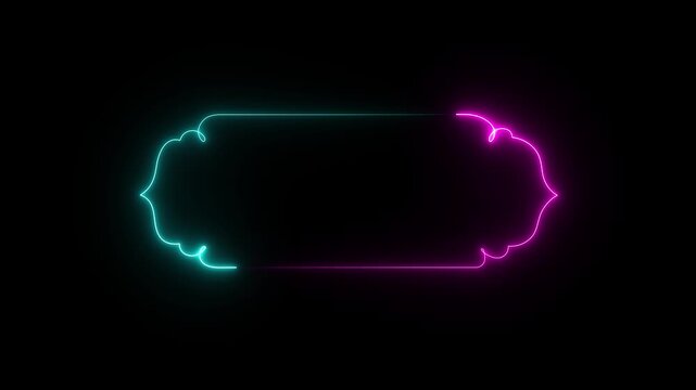 Neon Arabic Decorative Border Frame Line Art Concept for Ramadan and Islamic Events, motion graphics..