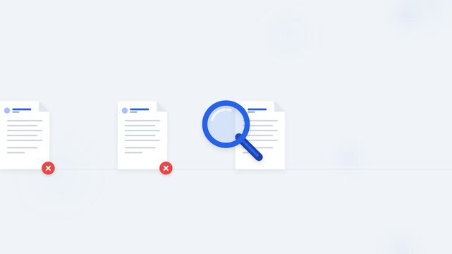 document search and verification process vector animation
