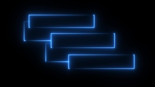 Glowing blue neon three frames HUD line annotation interface, system, coding, matrix signal futuristic square, dynamic Matrix Concept Background..