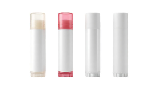 Blank Lip Balm Tubes Mockup in Assorted Colors