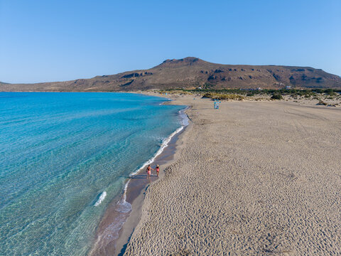 Sandy shores and turquoise waters of Simos Beach in Elafonisos, Greece
