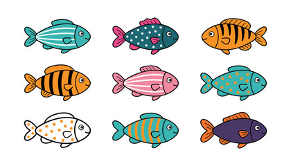 Whimsical Underwater Biological Specimen Grid showcasing Simple Line Drawings and Dotted Textures for Scandinavian Style Nursery Wall Art and Minimalist Kids Room Poster Layouts © Kirtan