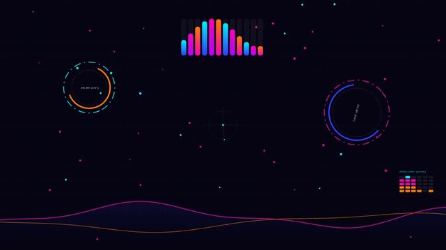 Abstract digital waves with glitch elements moving across a dark cosmic background during a subtle zoom out