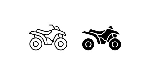 All terrain vehicle ATV quad bike icon in outline and solid style © MdKhokon