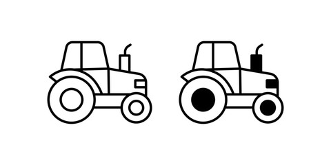 Fototapeta premium Farm tractor agricultural vehicle icon in outline and solid style