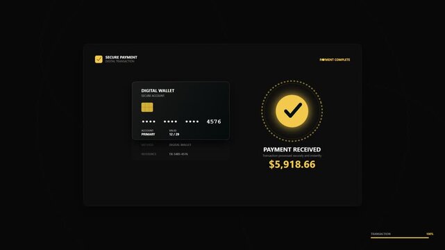 Digital payment processing showing secure online financial transaction with credit card