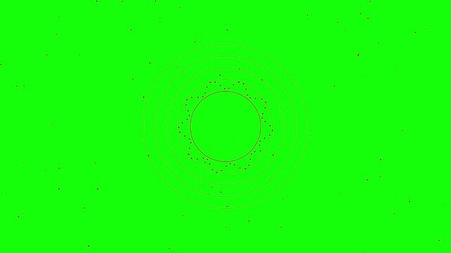 Vibrant green stripes with circular patterns pulse against a dark background in a dynamic abstract loop