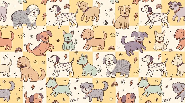 Cute dogs pattern background design
