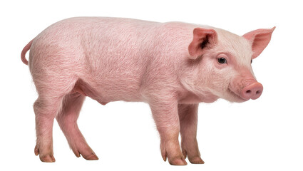 Pink piglet standing, isolated on transparent background © Aliona