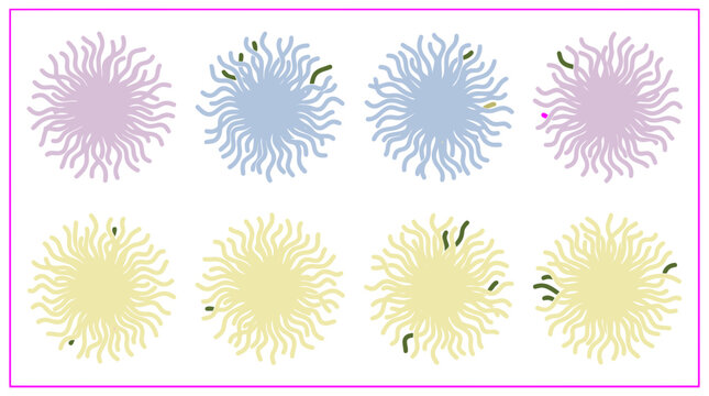 Abstract Microscopic Virus Bacteria Cells and Pathogen Organisms Vector Illustration for Medical Research, Healthcare Education & Science Infographics (EPS)