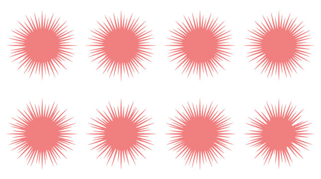 Pink Sunburst Starburst Sparkle Shape Collection Vector Illustration for Graphic Design, Promotional Posters & Creative Branding Elements (EPS)