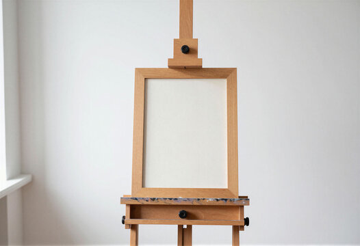 Empty picture frame on an artist's easel