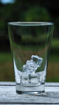 Adding Ice Cubes to a Glass