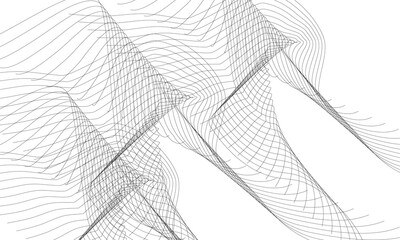 Abstract Monochrome Wave Mesh with Flowing Contour Lines