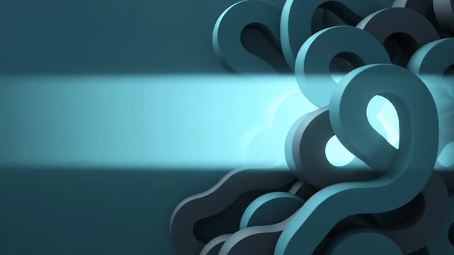 Abstract 3d Motion Background With Moving Teal Wavy Shapes and Light Sweep