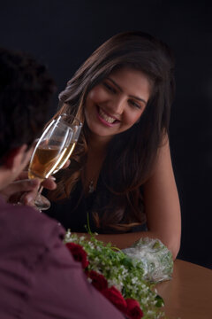 Couple toasting on Valentines Day