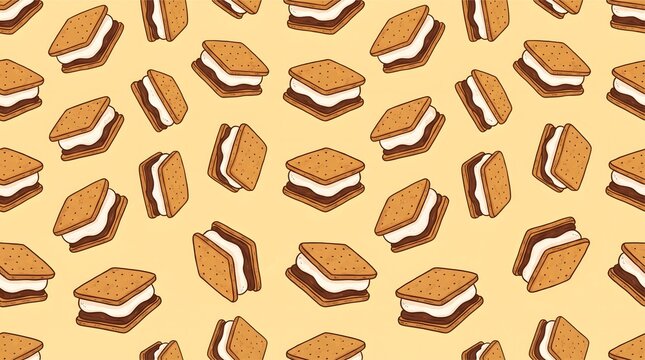 Cute sandwich biscuit pattern background design