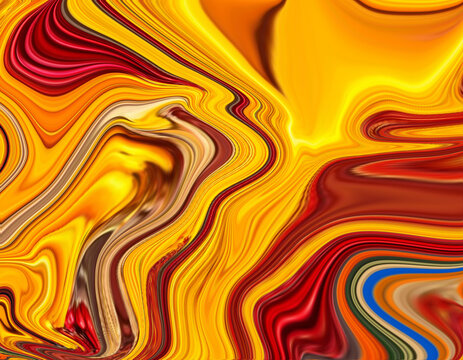 Psychedelic Solar Energy Melt Pattern With Vibrant Yellow Ochre Heat And Magenta Maroon Wave Bands
