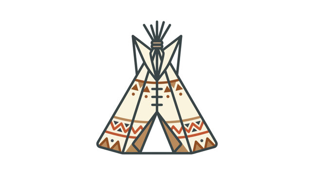Patterned indigenous teepee tent illustration.