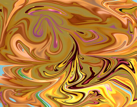 Silky Butterscotch Toffee Glaze Layout With Melted Caramel Cream And Pale Purple Ribbon Wave Strips