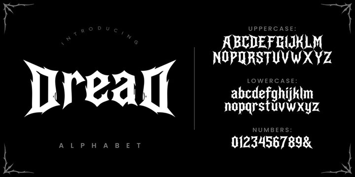 Dread sharp gothic style font for horror themed graphic design and posters