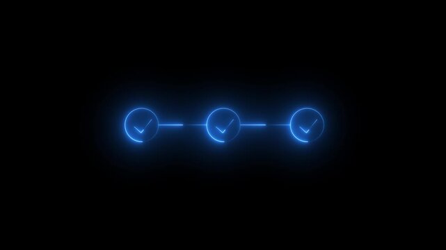Neon Blue Process Steps Animation with Check mark Icons Option 3: animation video..