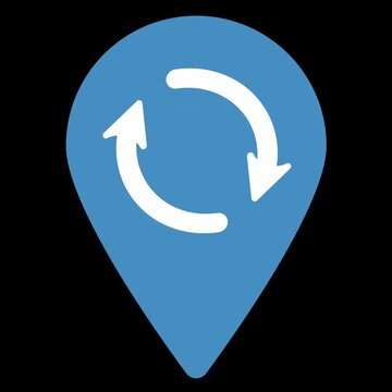 Blue Map Location Marker With Rotating Sync Arrows And Alpha Channel