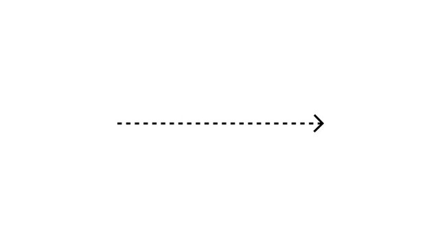 White Dashed Arrow Animation Pointing Right on Black Background