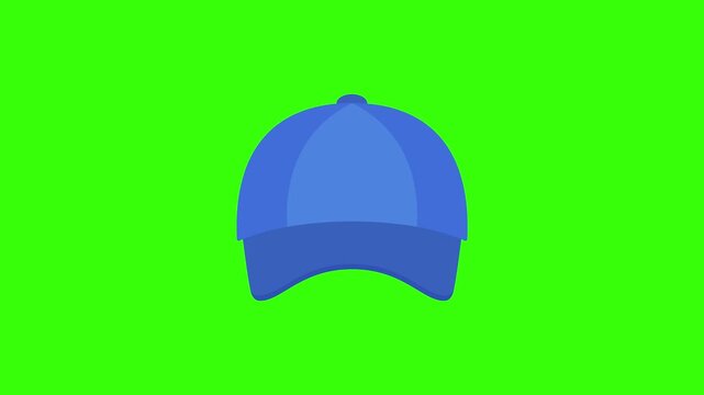 Blue Baseball Cap Hat Loop Animation on Green Screen