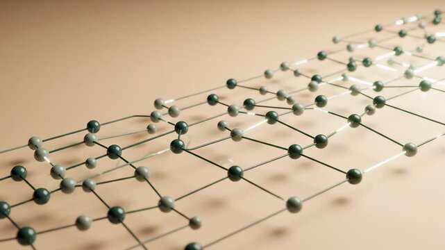 Abstract Digital Network Connection With Glowing Data Lines and Spheres