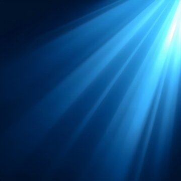 Blue and Cyan Volumetric Light Rays in Dark Atmospheric Abstract Background