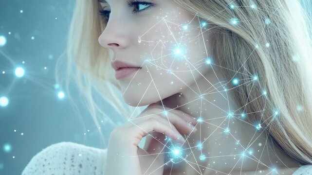 selective focus thyroid pituitary axis visualization woman neck touch endocrine regulation soft pastel medical concept close-up