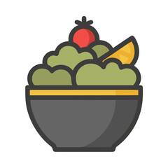 Fototapeta premium Guacamole in a bowl with tomato and lime slice