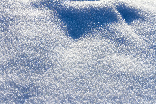 Natural winter backdrop featuring white snow texture. Winter white snow surface as background.