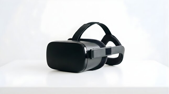 Black virtual reality headset isolated on a white background for gaming