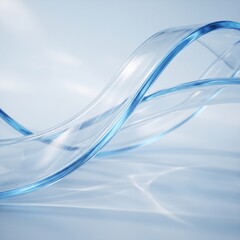 Naklejka premium Flowing glass ribbon winding smoothly with pale blue highlights across a soft surface.