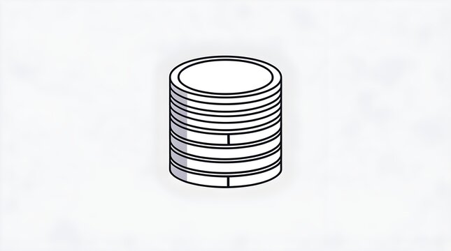 Stack of generic coins line art illustration on white