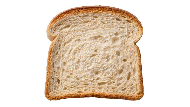Golden brown crusty slice of white bread, isolated on transparent background