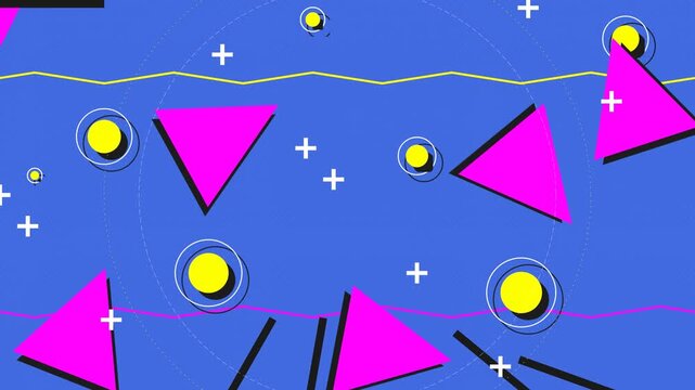 Dynamic Memphis Style Motion Graphics Background with Geometric Shapes