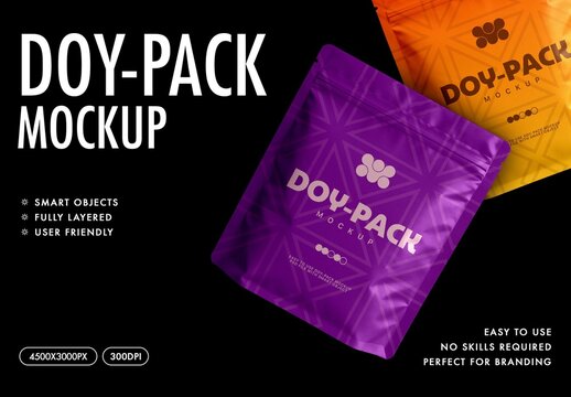 Doy-Pack Mockup For Branding And Packaging Design