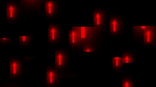 red abstract increase up died moving arrow sine slide animation in dark background 4k video