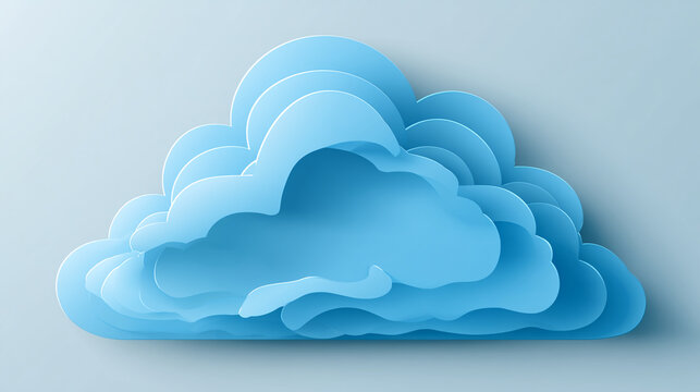 Cloud illustration created with layered light blue paper steps down to form a hollow center.