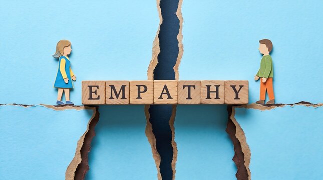 People building empathy bridge over a deep dark gap