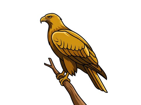 Golden eagle perched on a branch side view vector