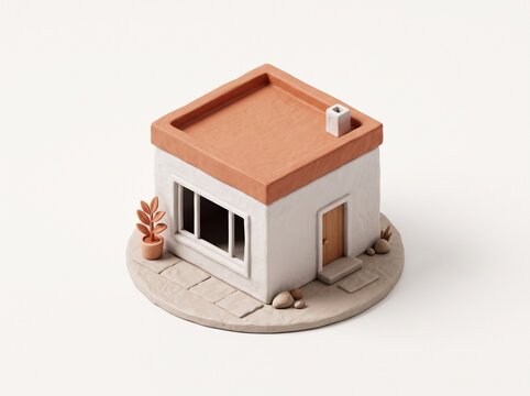 Isometric 3D illustration of cute modern minimalist small house