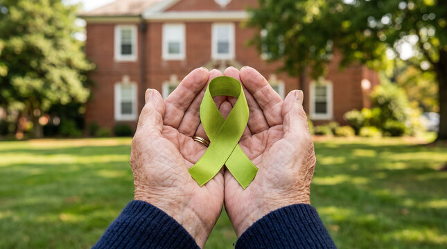 Green awareness ribbon mental health organ donation advocacy support compassion resilience unity hope healing inspiration solidarity empowerment awareness strength   generative ai
