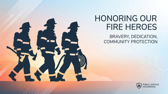 Honoring Fire Heroes bravery dedication community protection firefighters silhouette hose public service announcement courage resilience unity inspiration solidarity strength   generative ai